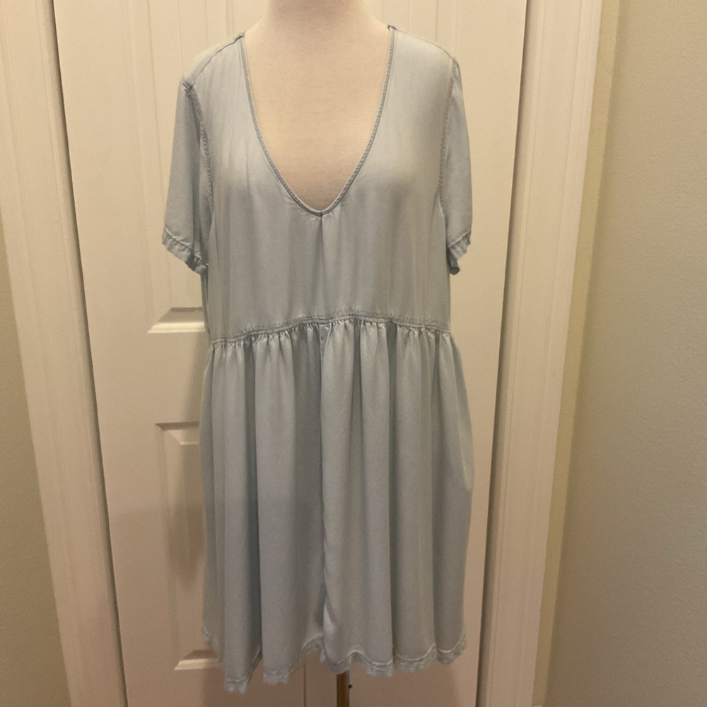 Treasure & Bond Soft Blue V-Neck Dress